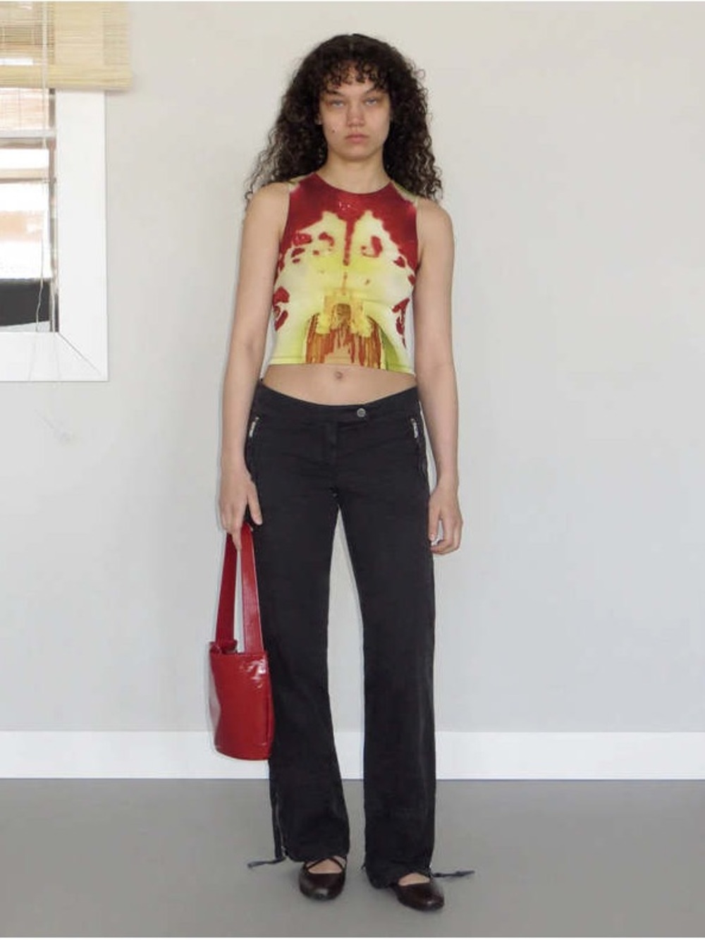 Paloma Wool Red and Yellow Tie-Dye Crop Tank